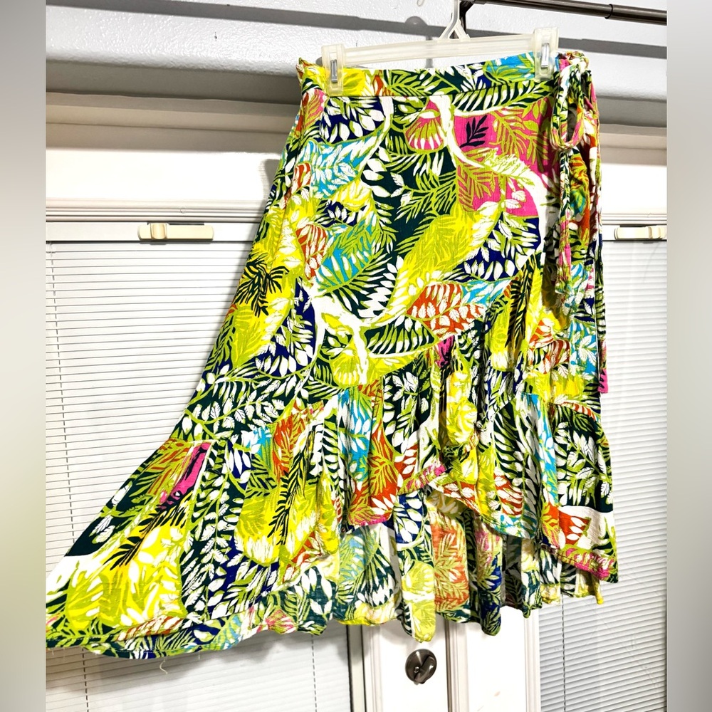 Nicole Miller Multicolor Tropical Print Skirt